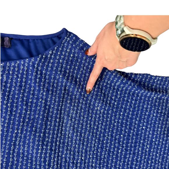 Free People Deep Sea Blue Purple Chrysallis Beaded Sequin Kaftan Mini Dress XS - Picture 6 of 16